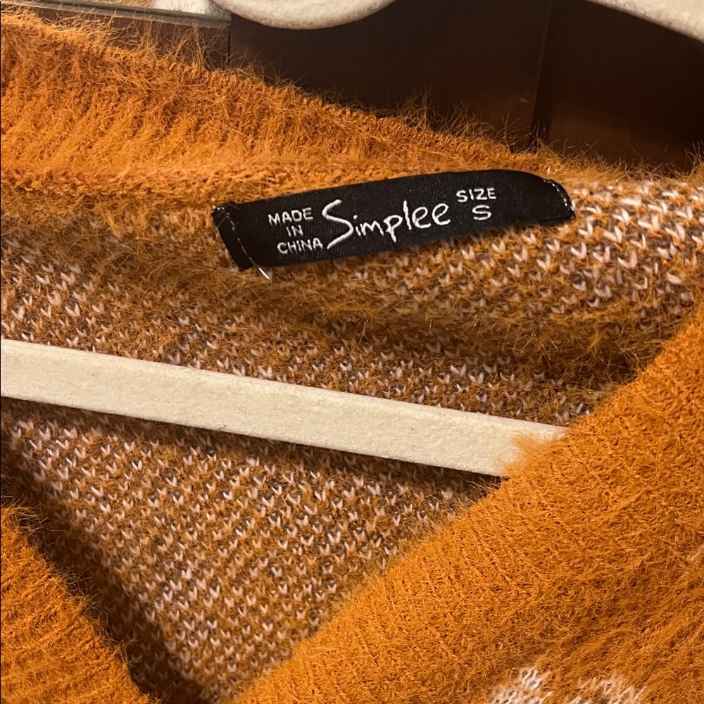 Simplee Apparel Orange Leopard Cardigan - Picture 6 of 7
